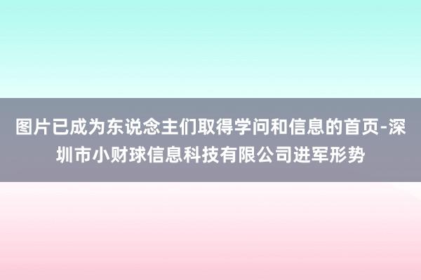 图片已成为东说念主们取得学问和信息的首页-深圳市小财球信息科技有限公司进军形势
